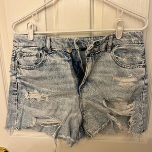 Distressed Light Blue Denim Shorts